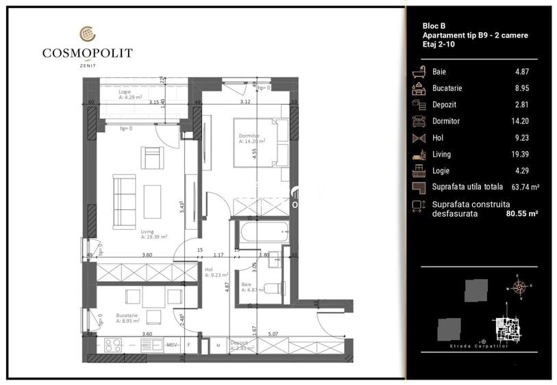 Apartment Premium | Zona Răcădău | 64 MP