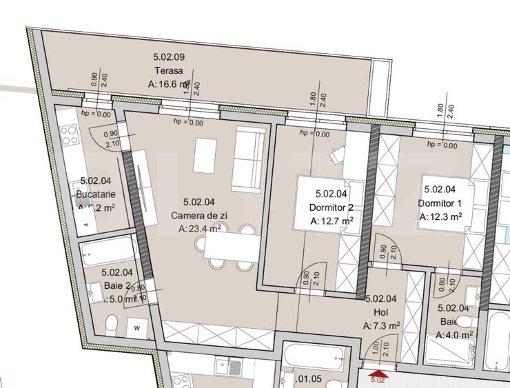 Apartament 3 camere, 71 mp, Terasa 17 mp, Imobil Nou, Zona The Office