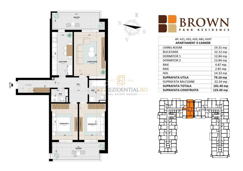 Apartament spatios, 3 camere, Brown Park Residence, Oferta Comision 0 - 1