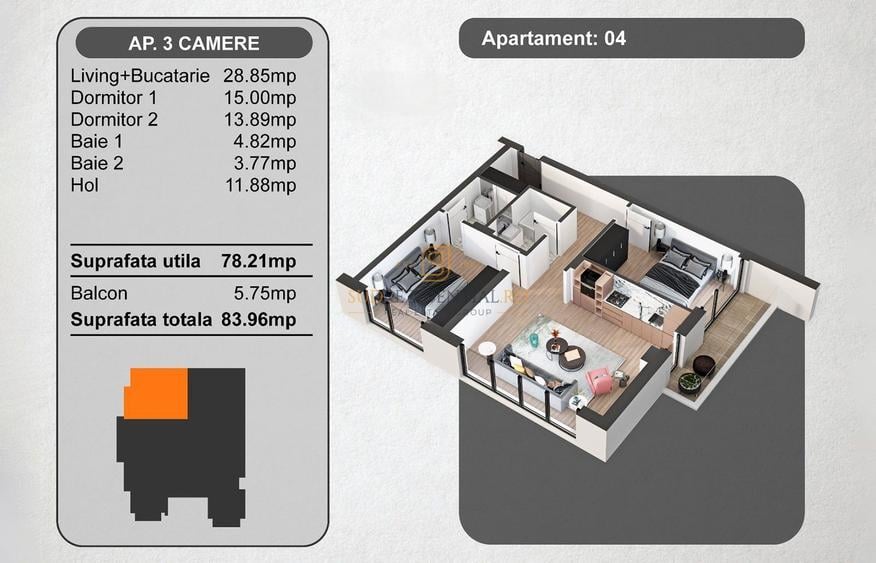Apartament in ansamblu rezidential luxos, 3 camere - Sector 5, central