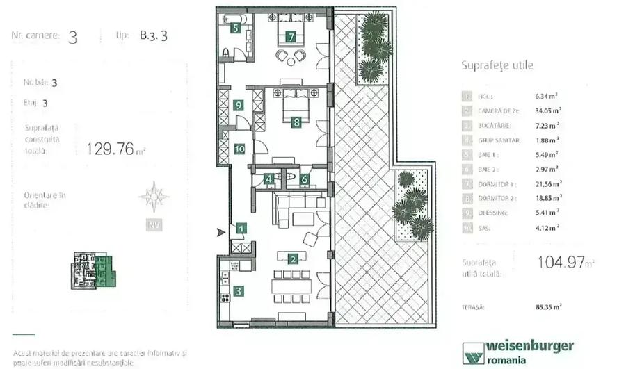 Penthouse 3 CamereI Terasa 85 MPI Metrou | LAC | View Splendid