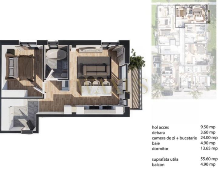 Apartament In Bloc Nou I 55.6MP I Balcon I Semifinisat - Baciu