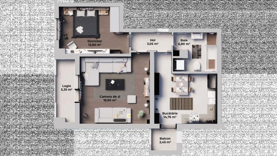Comision 0%! Apartament cu 3 camere, 63mp utili!!!