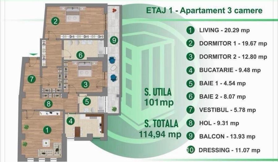 APARTAMENT 3 CAMERE DE VANZARE CALEA SERBAN VODA - UNIRII | BLOC NOU