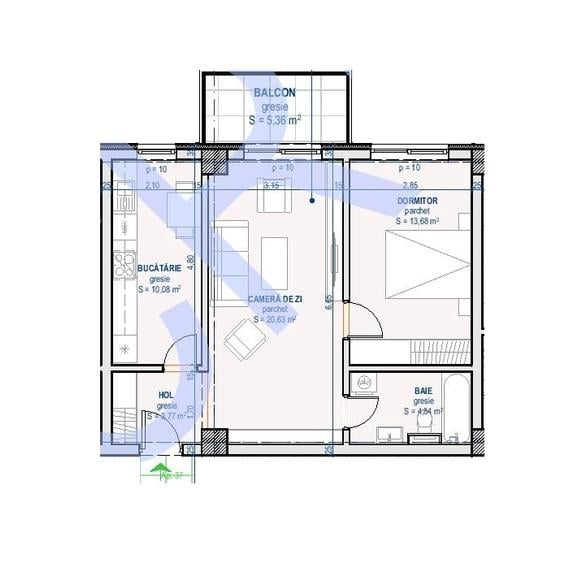Apartament cu 2 Camere - MOON Reflexes Faza II