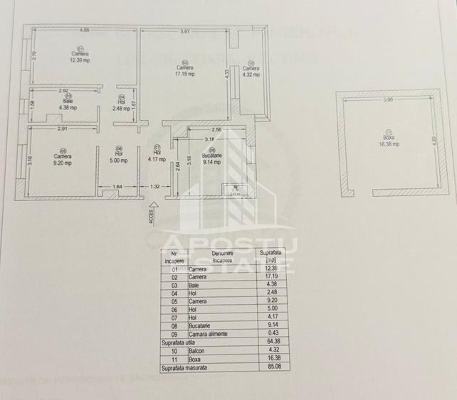 Apartament cu 3 camere, curte si boxa de vanzare, Zona Simion Barnutiu