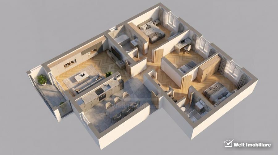 Apartament cu 4 camere, 2 bai, etaj 2/4, Gheorgheni