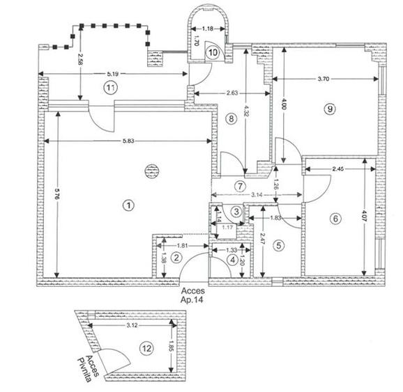 Apartament 3 camere, 90 mp, Centrul Civic Brasov, potential de renovare. - 6