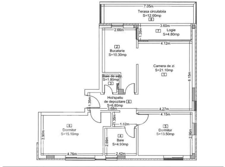 Apartament 3 camere de vânzare în Zorilor, zona Augustin Presecan – 74 mp,terasa