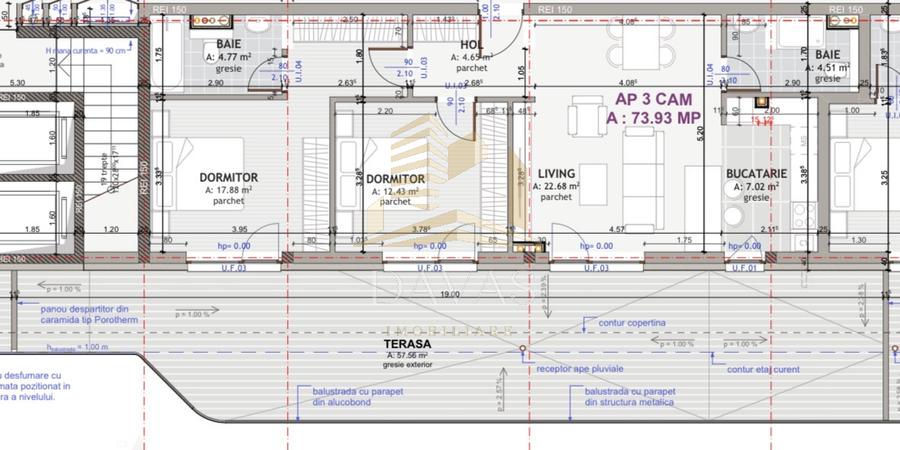 Penthouse de 3 camere semidecomandat | Florești