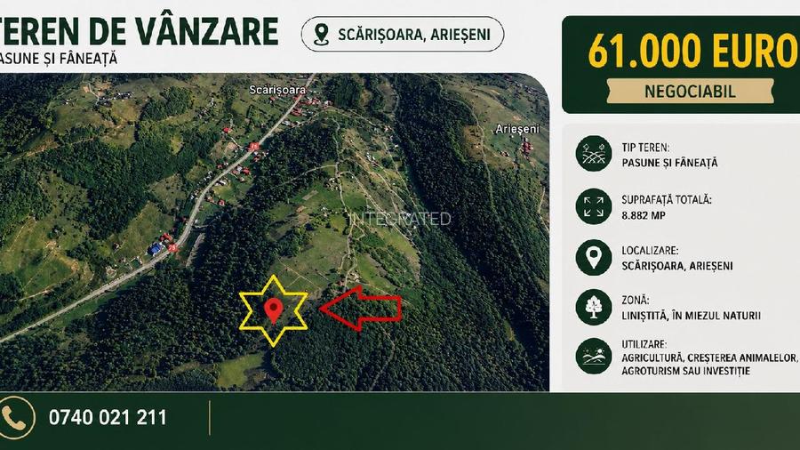 Teren arabil- 8.882 m², Scarisoara - Arieseni