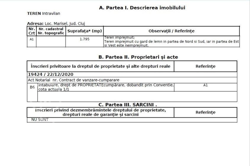 Teren deosebit Marisel, intravilan