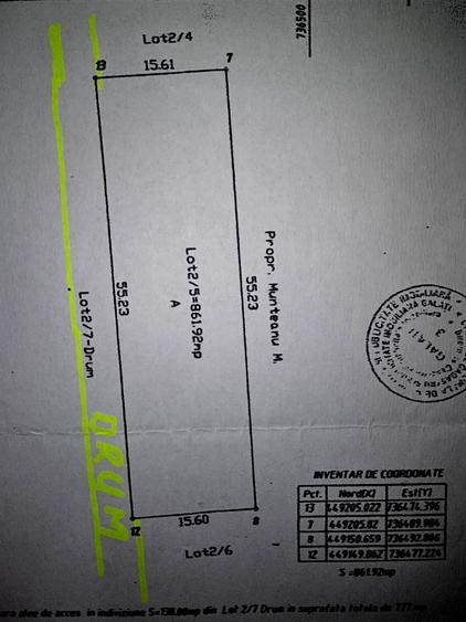 Teren INTRAVILAN VANZARE , 1000 MP ,cu deschidere de 57 ml