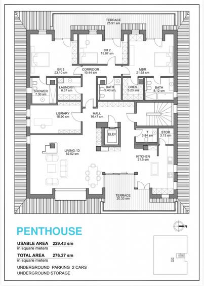 Iancu Nicolae | Penthouse | X4 Bai | X2 Parcare | Terase 46 MP | 230 MP |
