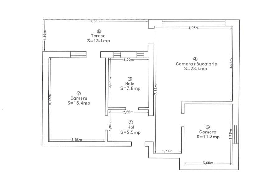 Apartament 3 camere, 73 mp, terasa, Buna Ziua