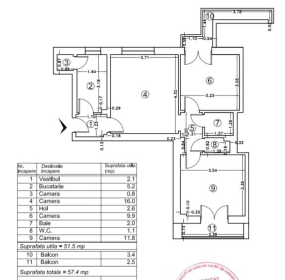 Apartament 3 camere – Piața Kogălniceanu, bloc cadre de beton, fara risc, LIFT.