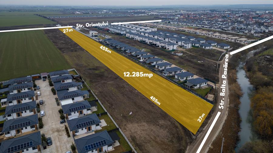 Teren intravilan, 12.200 mp+ toate utilitățile, străzi asfaltate, Tunari