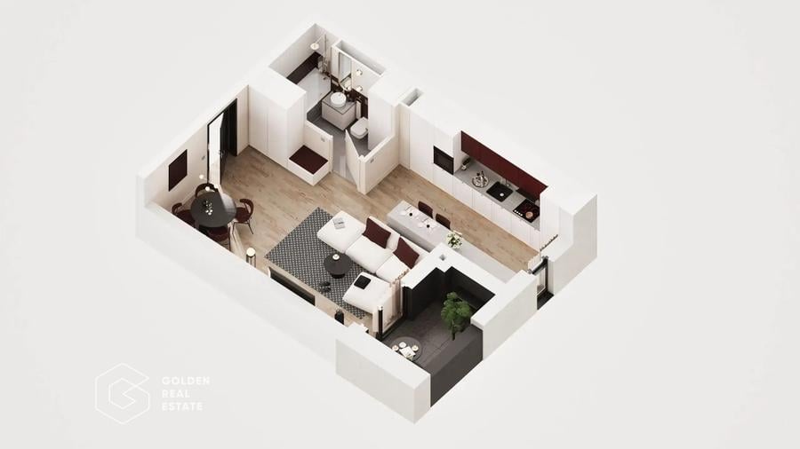 Apartament 1 camera, Bloc Nou, comision 0%, Direct de la dezvoltator