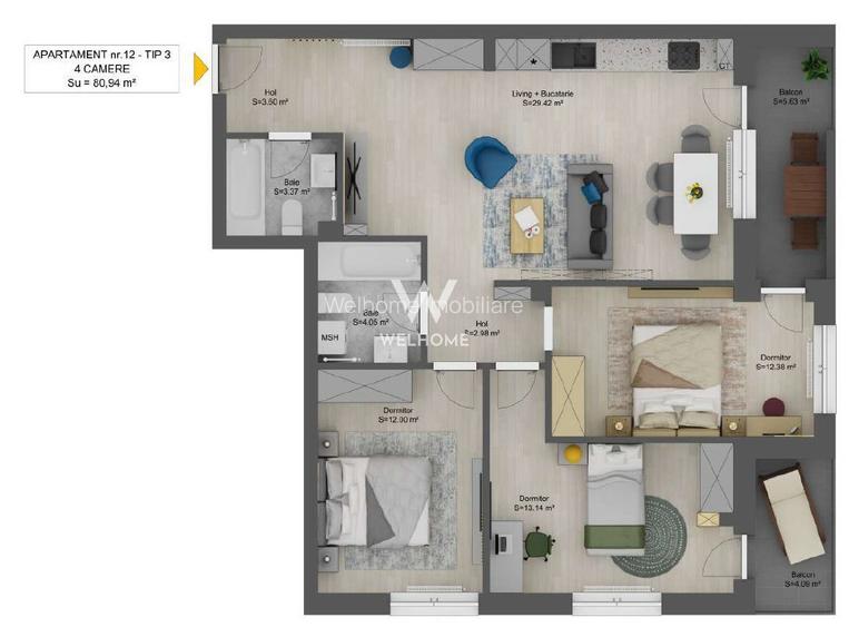 Apartament INTABULAT LA CHEIE, 4 camere, Sibiu - 3