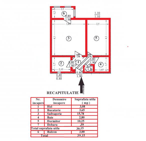 Apart. 2 cam. decomandat, 39 mp, et. 3, fara imbunat. zona Progresul II
