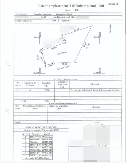 Teren Intravilan central Balotesti 2600 MP/ Sos. Unirii deschidere 50 ML - 1