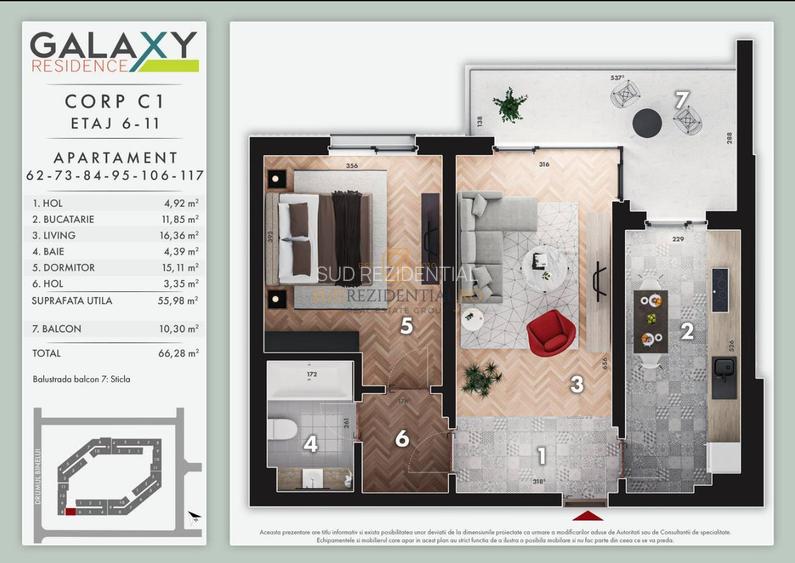 Apartament in Galaxy Park Residence – 2 camere, decomandat, bloc nou - 1