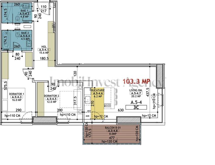 Apartament 3 camere mobilat in One Verdi Park cu loc de parcare - 1