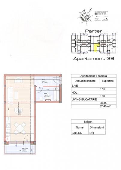 Garsoniera Subcetate Sanpetru 37mp Parter - 2