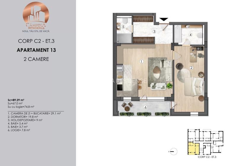 Apartament cu doua camere Campina Residence cu TVA 21% - 2