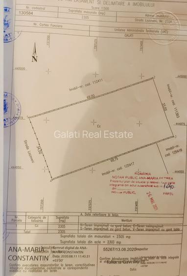 Teren str.Lozoveni 2305 mp  front stradal 34 m liber 200E/mp+TVA - 2