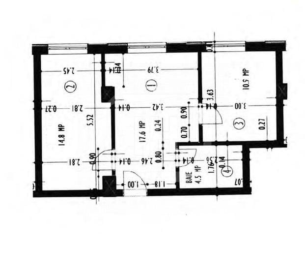 Apartament 2 camere, decomandat, cu CF, zona Marasti.