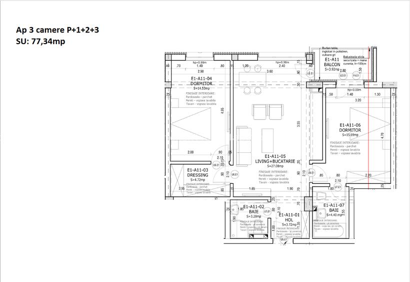 Apartament 3 camere de vânzare în proiectul rezidențial Smile – Etaj 1, 77,34 mp - 9