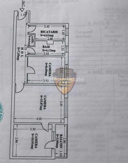 3 camere, Tomis Nord Et 1/4, 53mp, 2 parcari, balcon, renovat, centrala gaz, A/C - 8