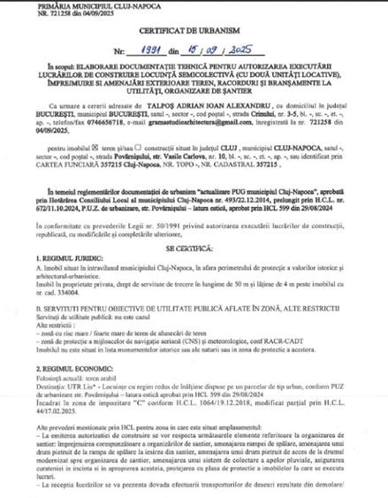 Teren 530mp, 19mX28m, Taietura Turcului, certificat de urbanism - 5