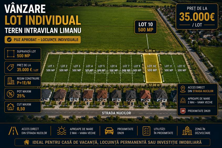 Vânzare loturi teren intravilane Limanu Vama Veche minim 500 mp. PUZ - 4