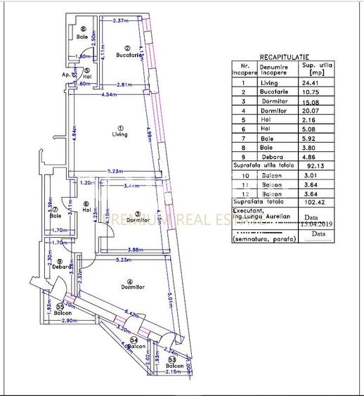 Apartament cu 3 camere, mobilat, balcoane, parcare - 1