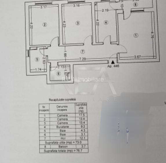 3 camere, 1/11, parcare, boxa, 76,70 mp-Exigent Plaza-Faza 4 - 13