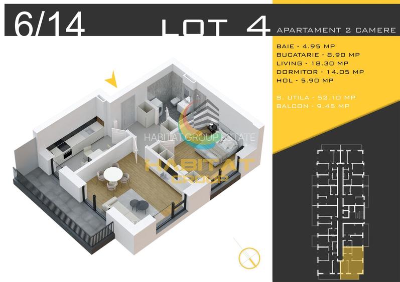 Apartament 2 camere - bucatarie inchisa - Pallady - 1