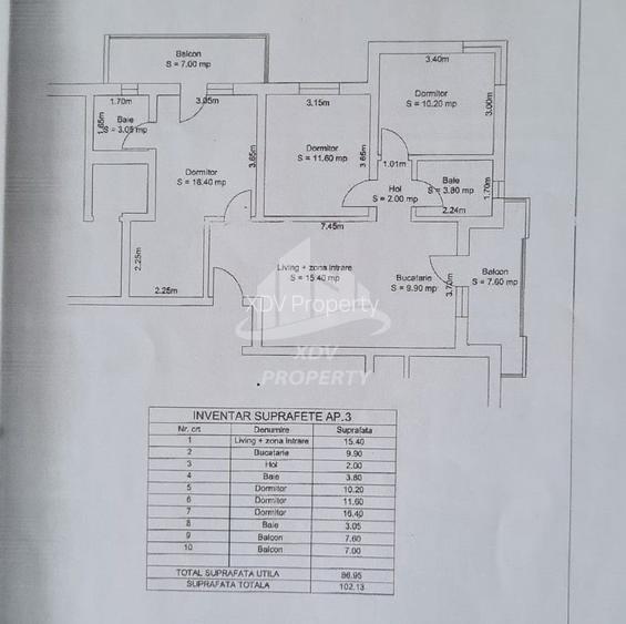 Apartament 4 camere decomandat , 2 bai, 2 balcoane,  90mpu , Parcare - 7