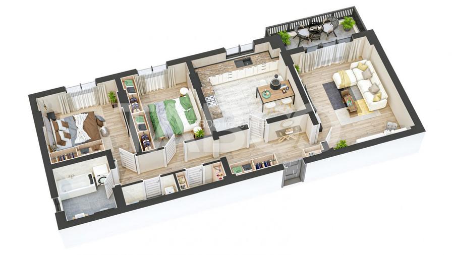 Apartament 84 mpu 3 camere decomandate 2 bai balcon Sibiu COMISION 0% - 5