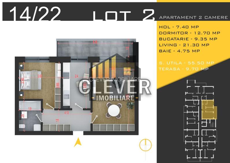Apartament 2 cam decomandat 65 mp –  Pallady - metrou Teclu - 2