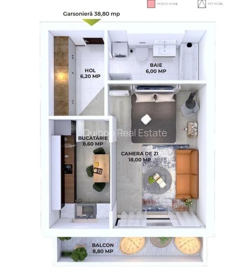 Garsoniera cu parcare acoperita,incalzire pardoseala,boxa,etaj 2,Maurer Villas - 1