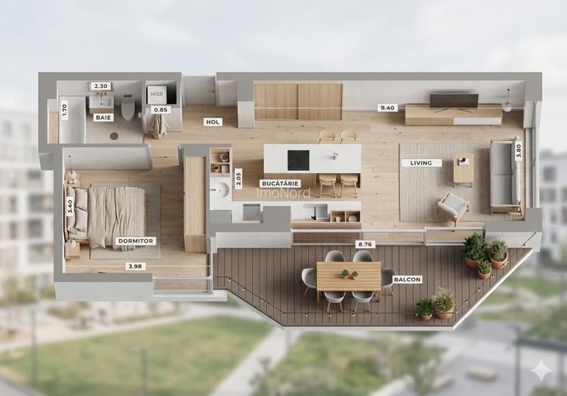 Apartament 2 camere de închiriat Aviatiei – bloc boutique 2022, terasă 16 mp - 10