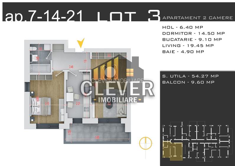 Apartament 2 camere 64 mp, Parcare Bonus comision 0, Pallady - 2