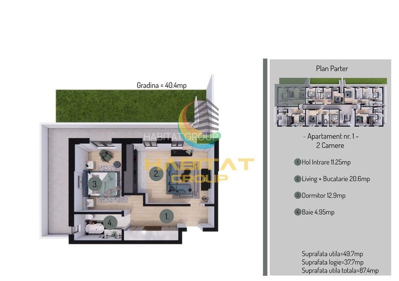 Pallady 2 cam. 50 mp + terasa 38 mp + curte 40 mp ACTE GATA - 2
