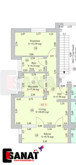 RO/EN Ap. 2cam, nou in DaVinci, parcare, balcon, bloc nou, 62 mp, et.1 - 2