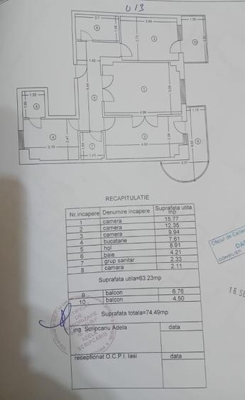 3 camere -Centru Gara- 77mp - etaj 1- liber - 150.000 euro
