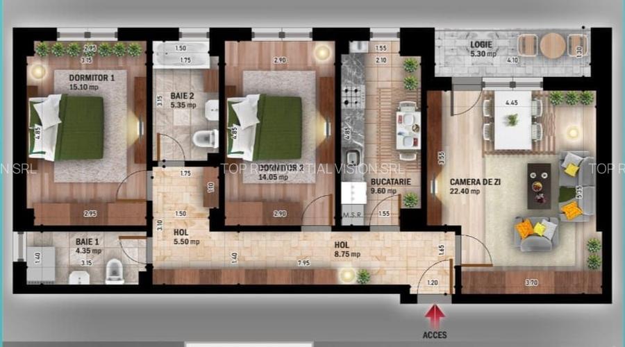 AP. 3CAM DECOMANDAT(85MP. UTILI) BLOC PREMIUM /  MUTARE IMEDIATA! - 3