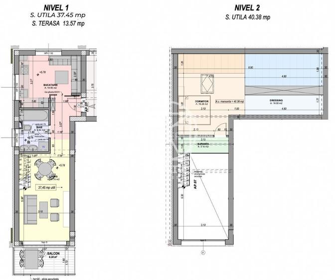Direct dezvoltator - Penthouse 2 camere, intabulat - mobilat si utilat - 12
