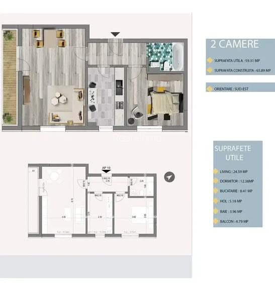 Finalizat | mobilat | utilat |  2 camere | 15 min metrou | 1 Decembrie - 4